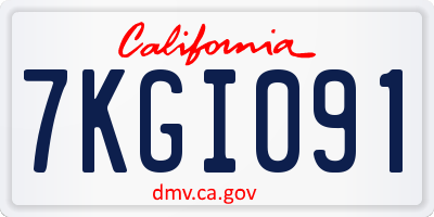 CA license plate 7KGI091