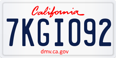 CA license plate 7KGI092