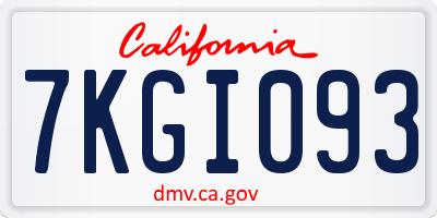 CA license plate 7KGI093