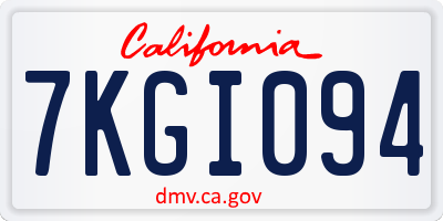 CA license plate 7KGI094