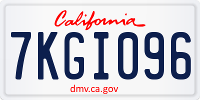 CA license plate 7KGI096
