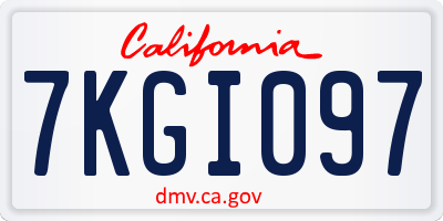 CA license plate 7KGI097