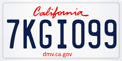 CA license plate 7KGI099