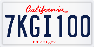 CA license plate 7KGI100
