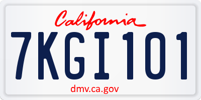 CA license plate 7KGI101