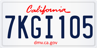 CA license plate 7KGI105