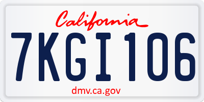 CA license plate 7KGI106