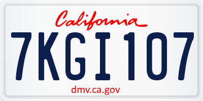 CA license plate 7KGI107
