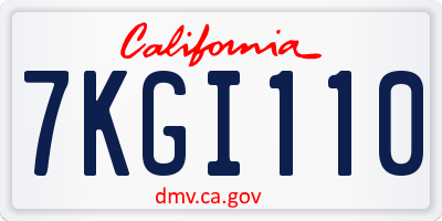 CA license plate 7KGI110