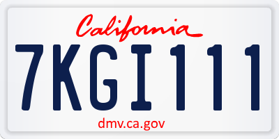 CA license plate 7KGI111