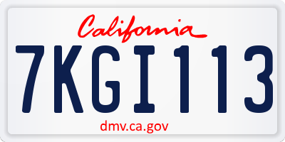 CA license plate 7KGI113