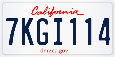 CA license plate 7KGI114