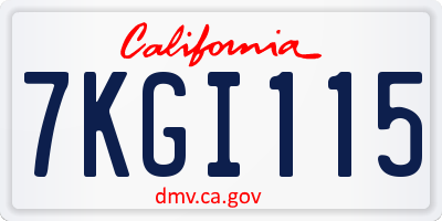 CA license plate 7KGI115