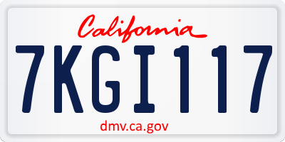 CA license plate 7KGI117