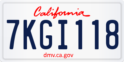CA license plate 7KGI118