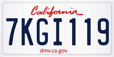 CA license plate 7KGI119