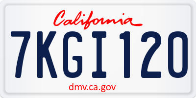 CA license plate 7KGI120