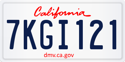 CA license plate 7KGI121