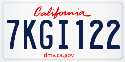 CA license plate 7KGI122
