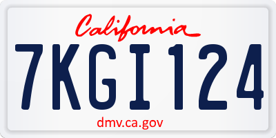 CA license plate 7KGI124
