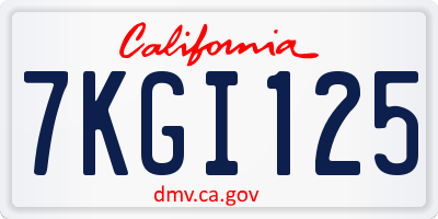 CA license plate 7KGI125