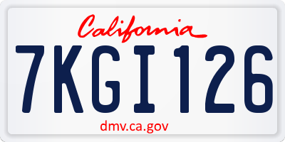 CA license plate 7KGI126