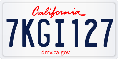 CA license plate 7KGI127