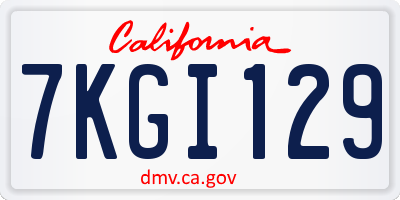 CA license plate 7KGI129