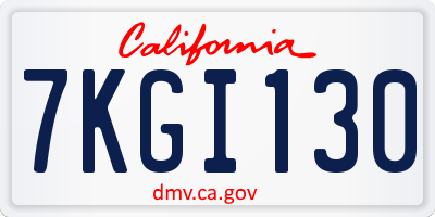 CA license plate 7KGI130