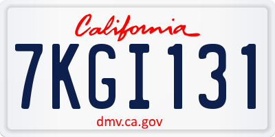 CA license plate 7KGI131