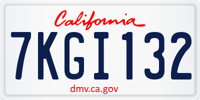 CA license plate 7KGI132