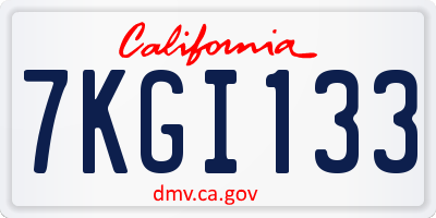 CA license plate 7KGI133