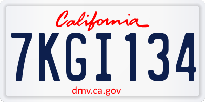 CA license plate 7KGI134