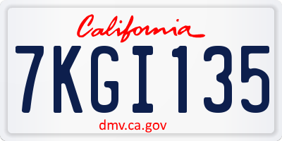 CA license plate 7KGI135