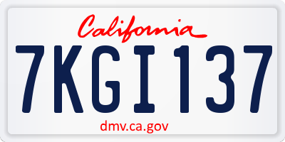 CA license plate 7KGI137