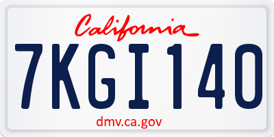 CA license plate 7KGI140