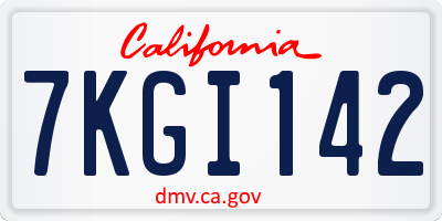 CA license plate 7KGI142