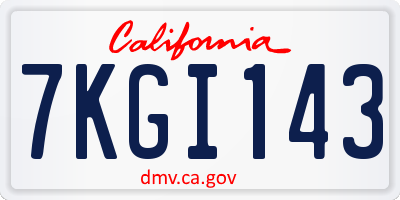 CA license plate 7KGI143