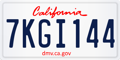 CA license plate 7KGI144
