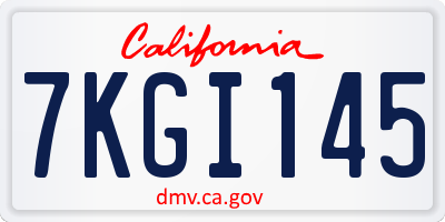 CA license plate 7KGI145