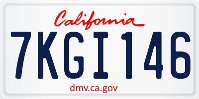 CA license plate 7KGI146