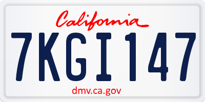 CA license plate 7KGI147