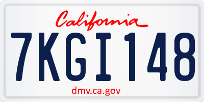 CA license plate 7KGI148