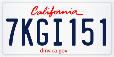 CA license plate 7KGI151