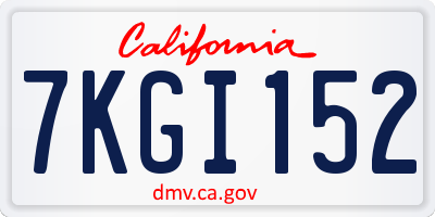 CA license plate 7KGI152