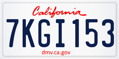 CA license plate 7KGI153
