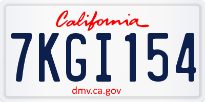 CA license plate 7KGI154