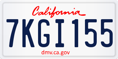 CA license plate 7KGI155