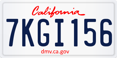 CA license plate 7KGI156