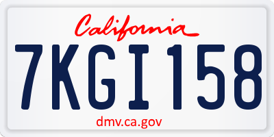 CA license plate 7KGI158